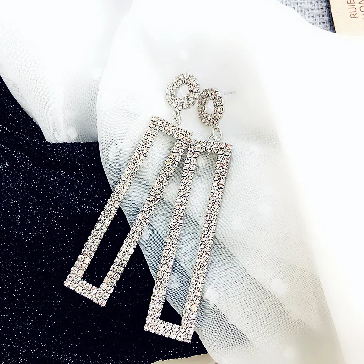Модные геометрические серьги с кристаллами для женщин, трендовые квадратные круглые Висячие серьги, золотые серебряные Серьги Brincos Boho Jewlery