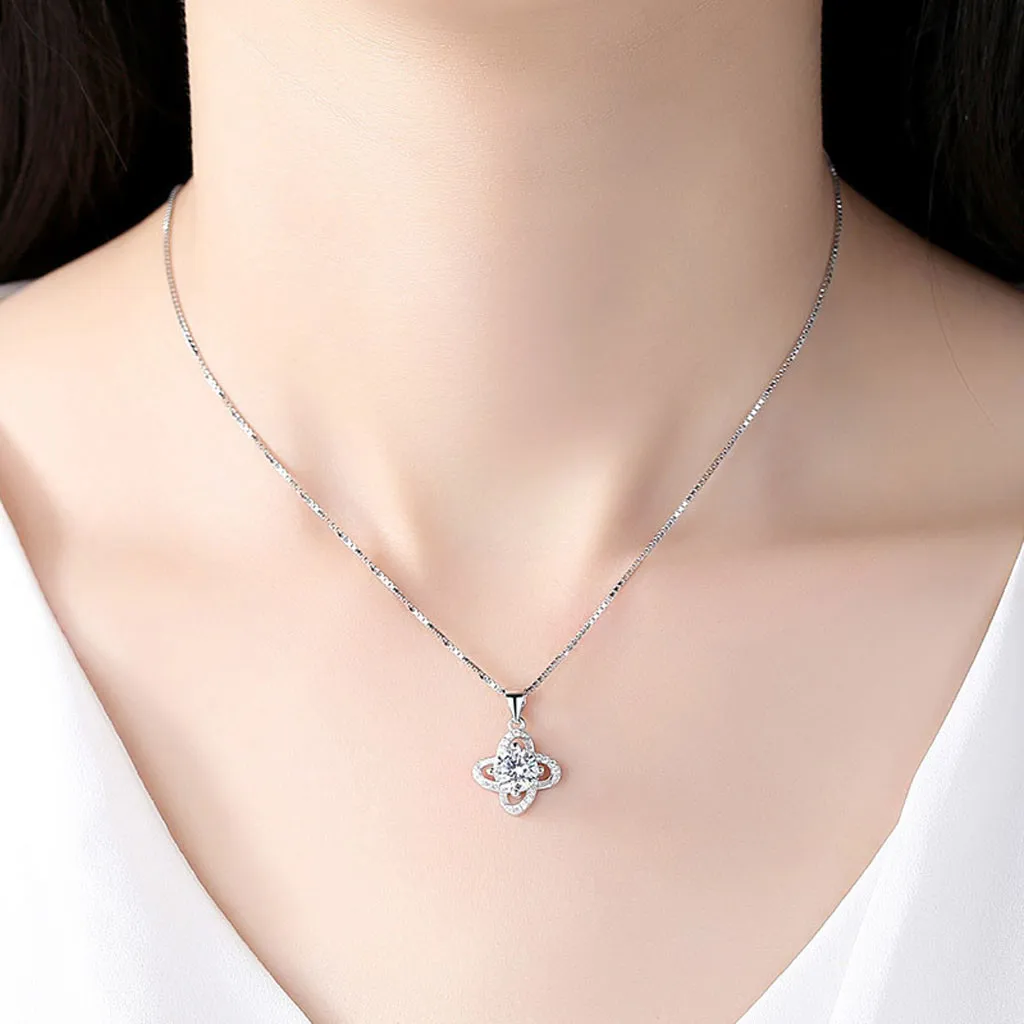 

DUOBLA necklace women stainless steel jewelry chain necklace Elegant Retro Crystal Rhinestone Silver Chain pendant necklace