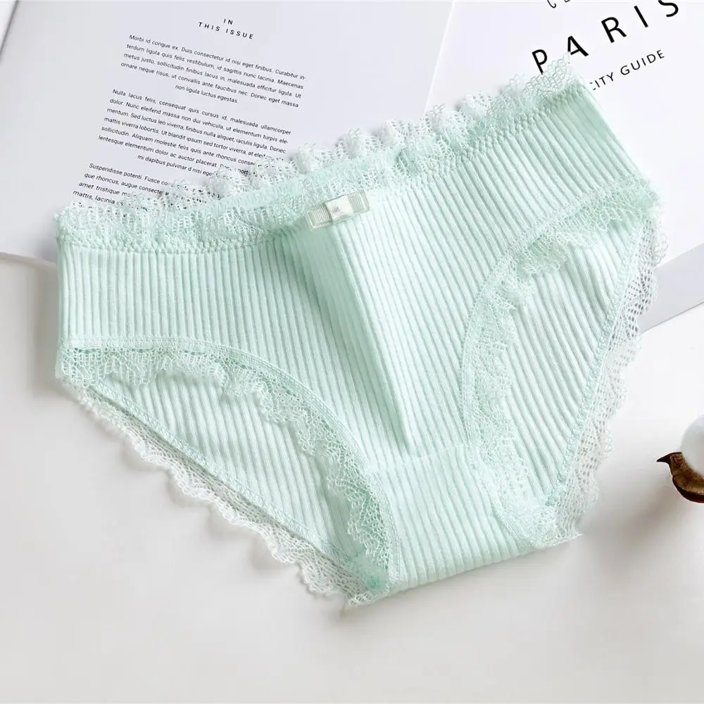 I Cute Women Girls Lace Sexy Panties Cotton Low Waist Elasticity Comfortable Solid Panties - Цвет: I