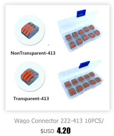 Разъем 222-413 10 шт./кор. клетка Весна Универсальный разъем Быстрый провод проводки проводников клеммный блок Китай