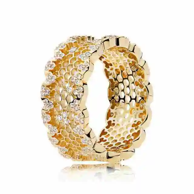 925 Серебряное 1:1 настоящее классическое 167100cz Медовое кольцо с Сотами изысканное обручальное кольцо женские украшения