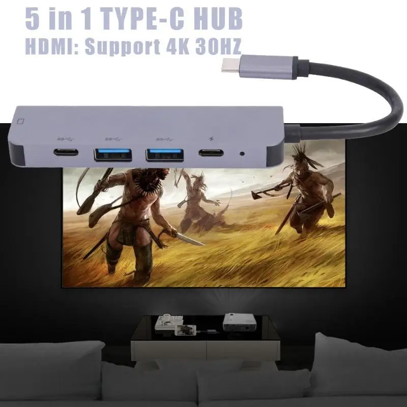 Usb type-C концентратор 5 в 1 Многофункциональный USB-C к 4K HDMI usb type-C адаптер