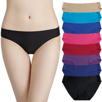 

European and American Plus-sized Women Briefs Sexy Seamless Underwear White Purple Black Skin Solid Color Panties