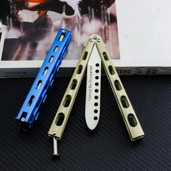 

rainbow color stainless steel knife butterfly training knife outdoor knife competition knife blunt tool no blade Butterfly New