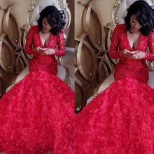 

Burgundy Strapless Full Sleeve Mermaid Evening Dresses Sequined Dress Floor-Length Night Gowns 2022 Flower Vestidos De Fiesta