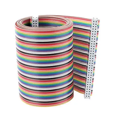 2.54mm Pitch 64 Pin 64 Way F/F Connector IDC Flat Rainbow Ribbon Cable 118cm