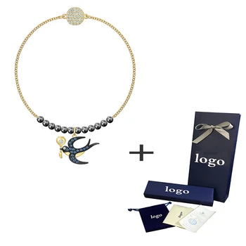 

SWA Classic New Swallow Bracelet Shiny Crystal Romantic Simple Women's Bracelet Give Girlfriend Romantic Unique Jewelry Gift