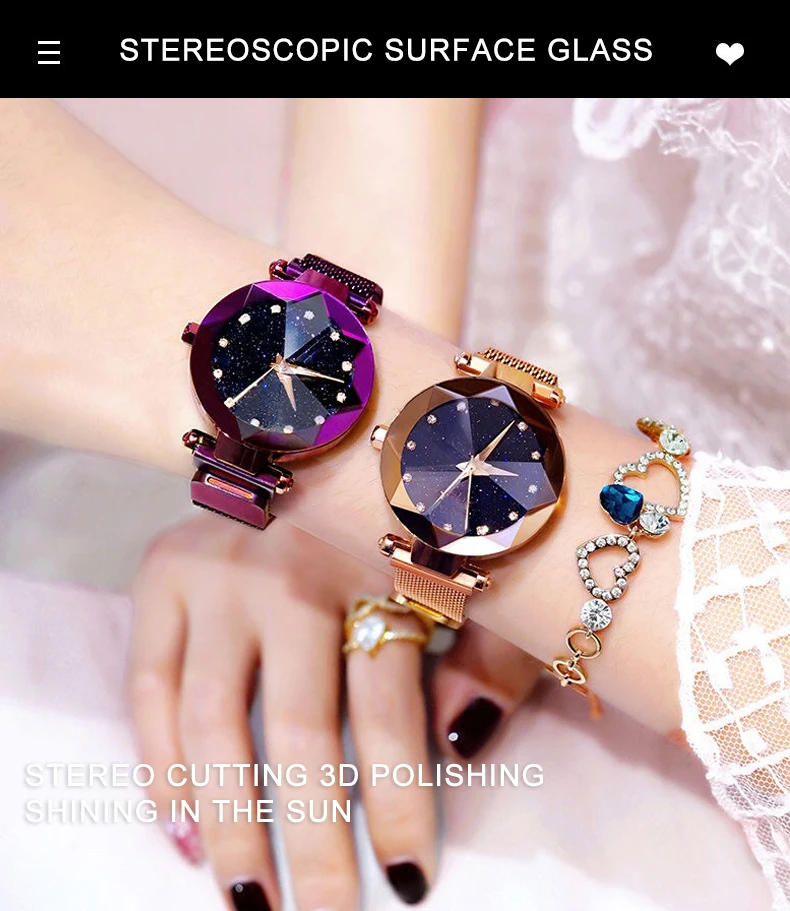 Модные светящиеся часы женские часы Элегантные с магнитной пряжкой таинственные красные женские наручные часы Звездное небо часы дропшиппинг