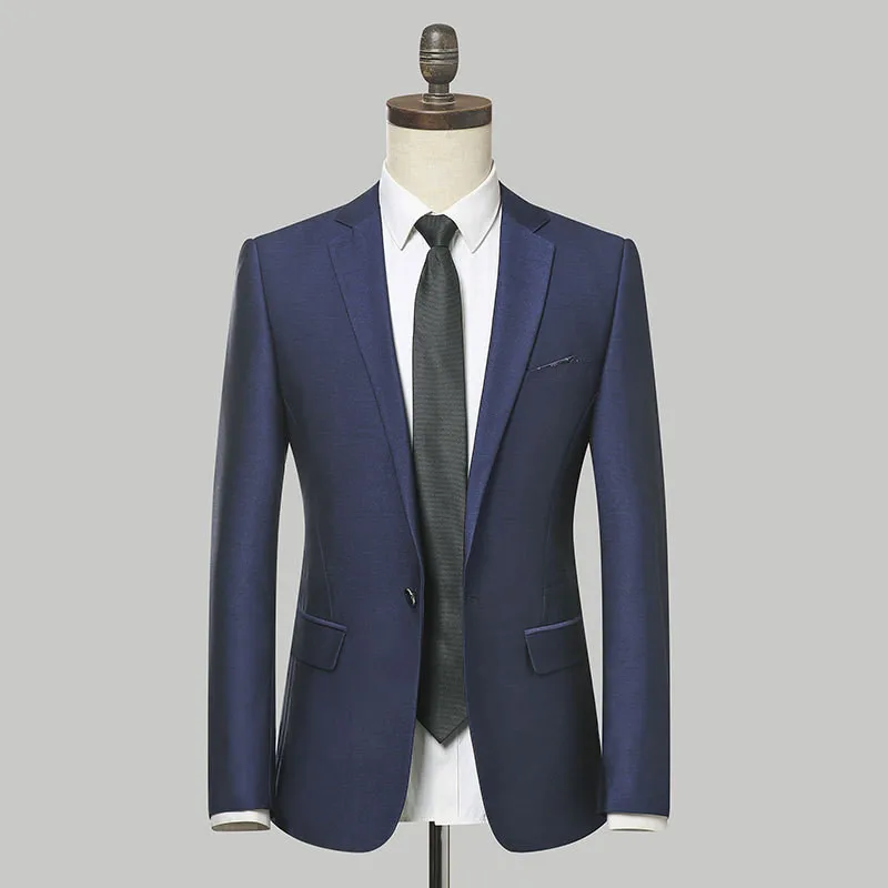 Синий деловой мужской костюм модный классический Свадебный Жених одежда для шафера мужской деловой повседневный деловой строгий костюм
