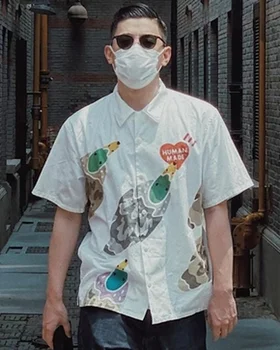 

20ss HUMAN MADE Shirt High Quality Duck Printing HUMAN MADE Top Tees knaye west hip hop harajuku HUMAN MADE Shirts Men Women