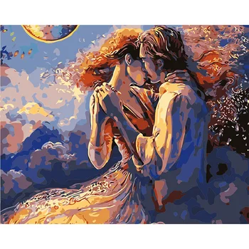 

Kiss Lovers Paint By Numbers Coloring Hand Painted Home Decor Kits Drawing Canvas DIY Oil Painting Pictures By Numbers
