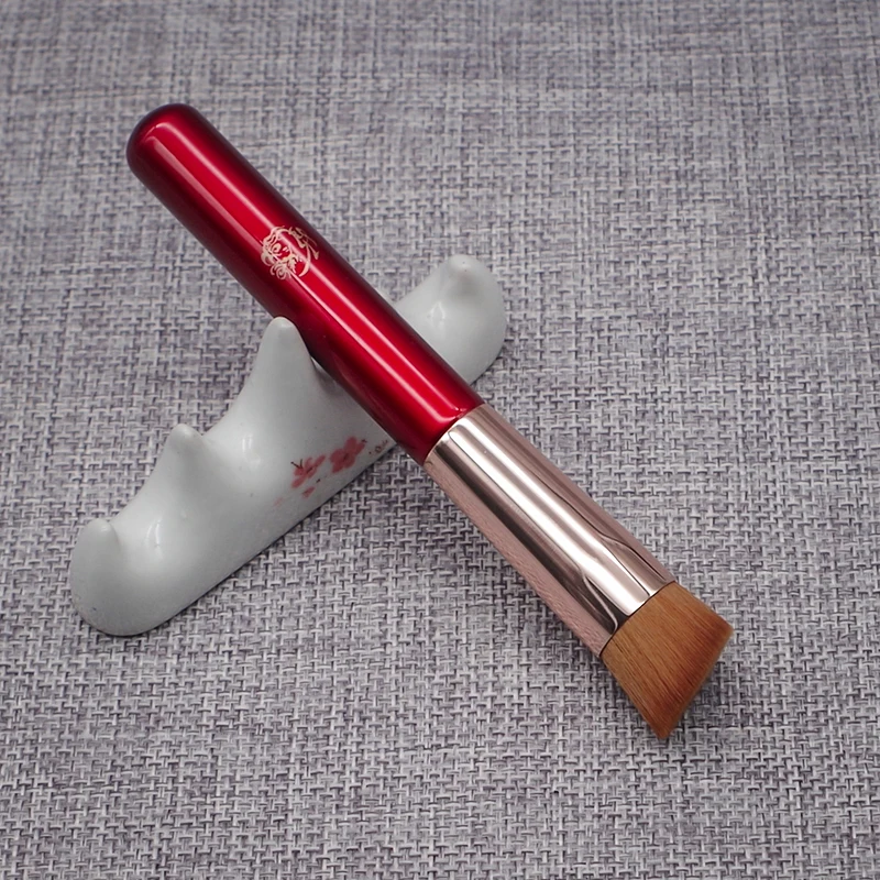 K05 Professional Make Up Brush Angled Flat Top Foundation Brush Winered Soft Synthetic Fiber