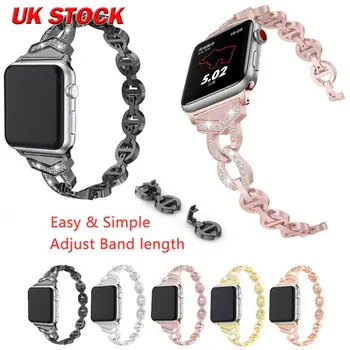 

Luxury Diamond Stainless Steel Watch Band Bracelet Strap For Apple Watch Series1 2 3 4 38 42 40 44mm Ladies Fashion Watchbands