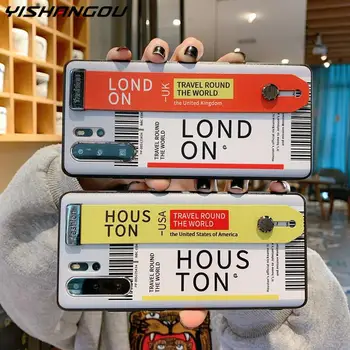 

Air Tickets Bar Code Label Phone Case For Huawei P30 P20 Pro Mate 30 20 Pro Wrist Strap Hand Band Stand Bracket Hard Cover Cases
