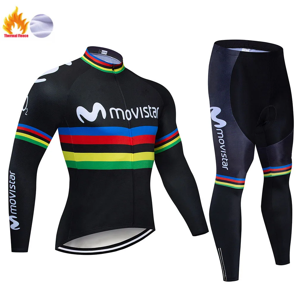 Cycling suit Movistar зимний теплый флисовый комплект с длинными рукавами для велоспорта, Мужская одежда, одежда для велоспорта, одежда для велоспорта, Майо Ropa Ciclismo - Цвет: Cycling suit