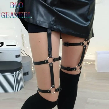 

Fashion Prom Dress Garter Belts For Women Erotic Fetish Faux Leather Harness With Adjustable Size Sexy Harness Cage Boogeaneel