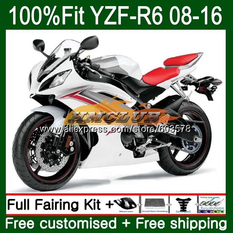 Инъекций для YAMAHA YZF600 YZF R6 2008 57CL. 1 топовое покрытие белый черный YZF 600 R 6 YZF-R6 YZFR6 08 09, 10, 11, 12, 13, 14, 15, 16 лет обтекатели