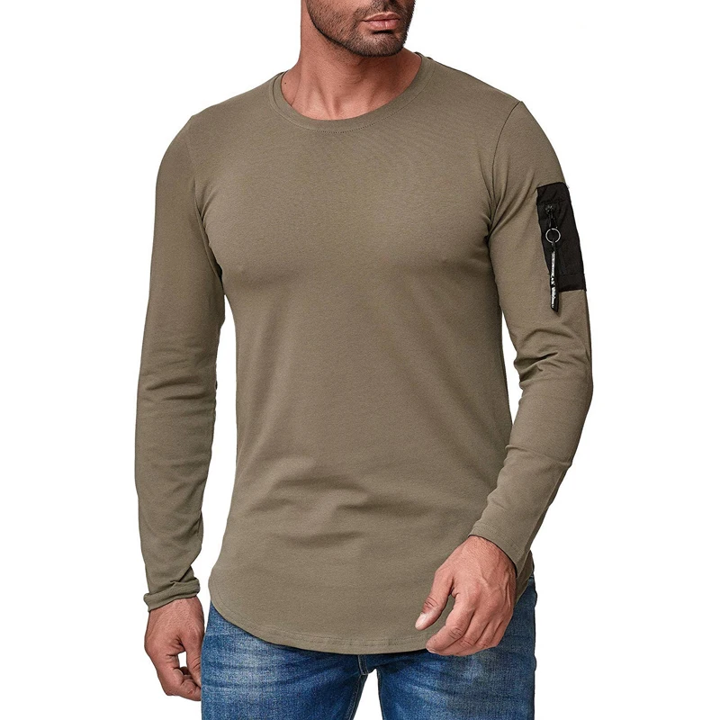 Men Tops T-shirt Sports Autumn Long Sleeve Basic Tee Fashion Business Winter