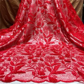 

2020 High Quality 3D leaves Nigerian Tulle Lace Fabrics Latest sequins Mesh African Lace Fabric Bride French Net Lace Fabric