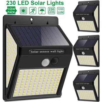 3Mode Waterproof 230 LED Solar Motion Sensor Lights Outdoor Sunlight Solar Powered Street Wall Lamp for Garden Decoration 1-4pcs 1