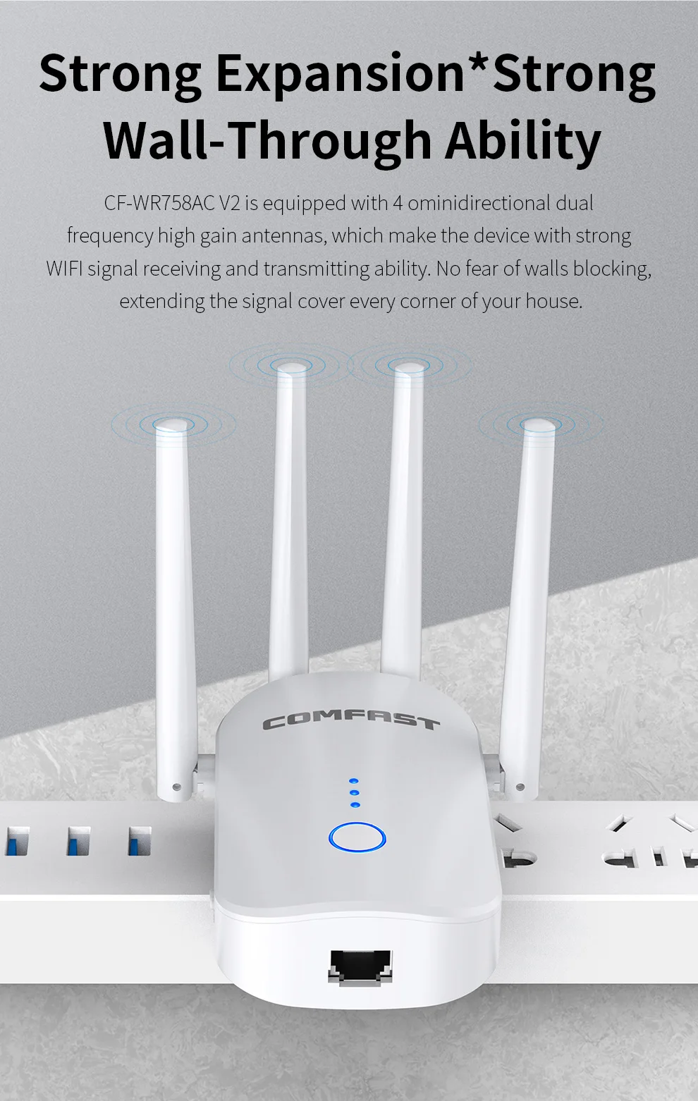 Comfast CF-WR752AC 1200Mbps wifi repeater dual band 2.4&5.8Ghz