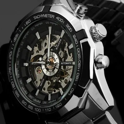 Мужские механические часы с автоматическим скелетом, победитель, номер, спортивный дизайн, ободок, мужские часы, Топ бренд, роскошные часы