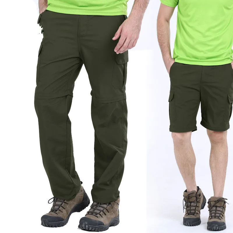 Summer Quick Dry Cargo Pants Men Military Detachable Breathable Male
