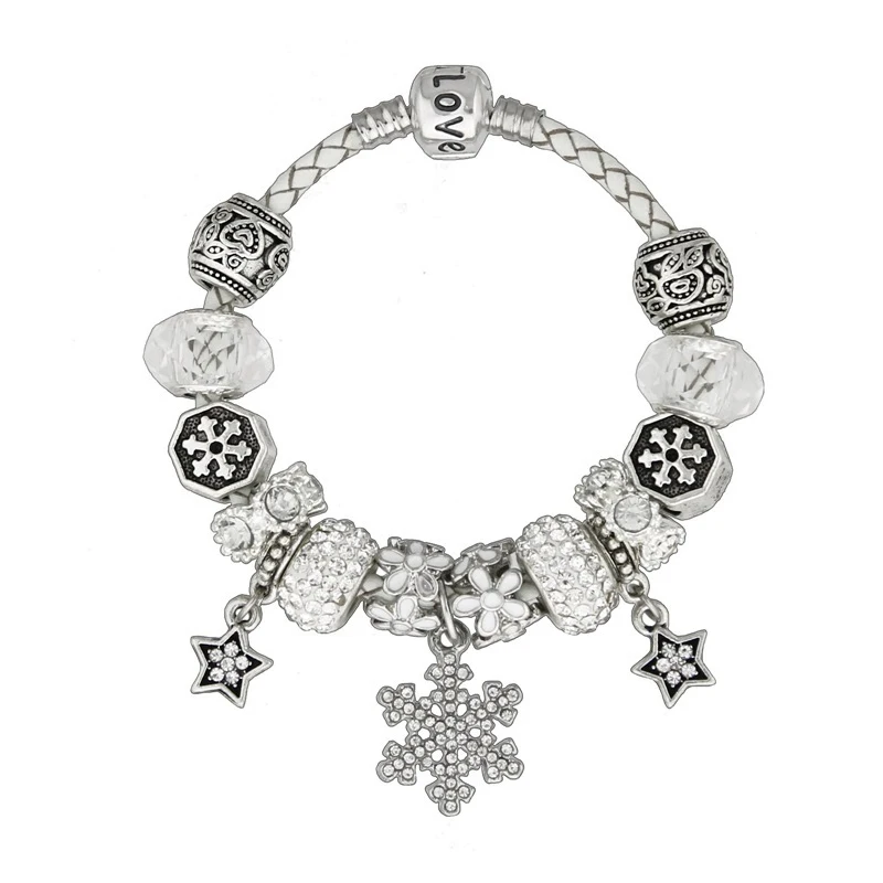 Модные ювелирные браслеты, Diy бисерные браслеты, снежный кулон воловья веревка белый бисерный браслет