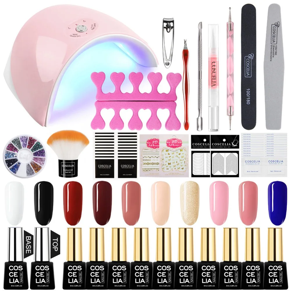 

COSCELIA 8ML HOT SALE 6/10 COLORS Gel Nail Polish Nail With 36W LED Lamp Manicure Set Nail Varnish For Nail Art Set