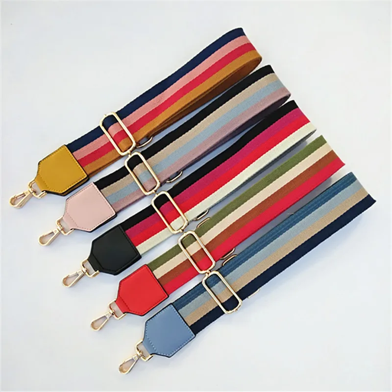 HJKL-Correa de nailon para bolso de mujer, accesorio de correa ajustable con asas de ancho a rayas