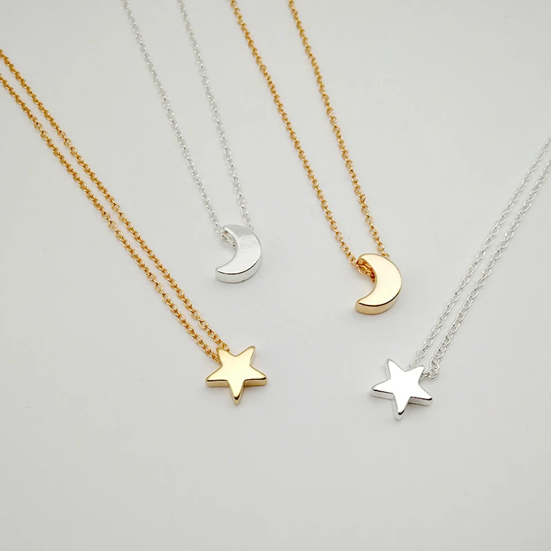 Симпатичные Бусины в форме луны и звезд романтическая цепочка ожерелья Двойная