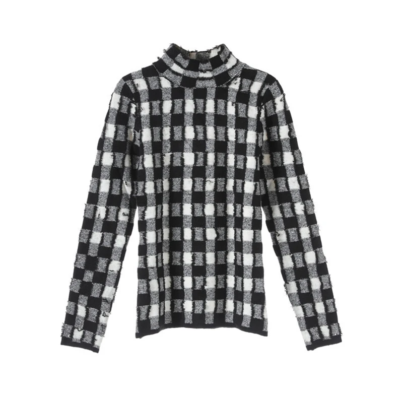 [MENKAY]New High Quality Striped Turtleneck Women Sweater Autumn Winter Long Sleeve Jumper Knitted Loose Fashion Pullover