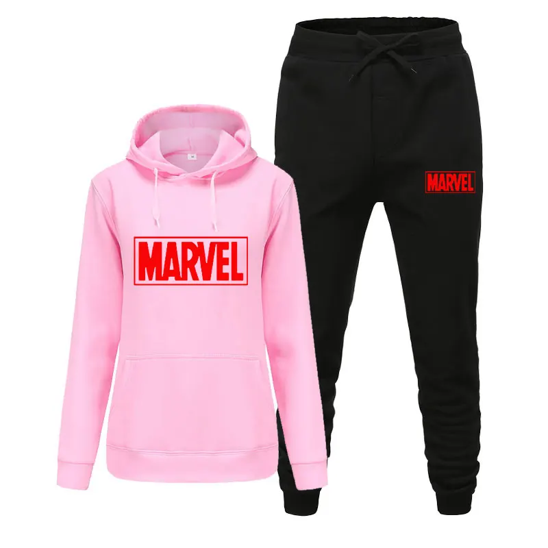 Женский спортивный костюм, зимняя флисовая куртка с капюшоном и принтом Marvel+ штаны, Толстовка для девочек, комплект из 2 предметов, толстовки, спортивный костюм, куртка - Цвет: pink 3