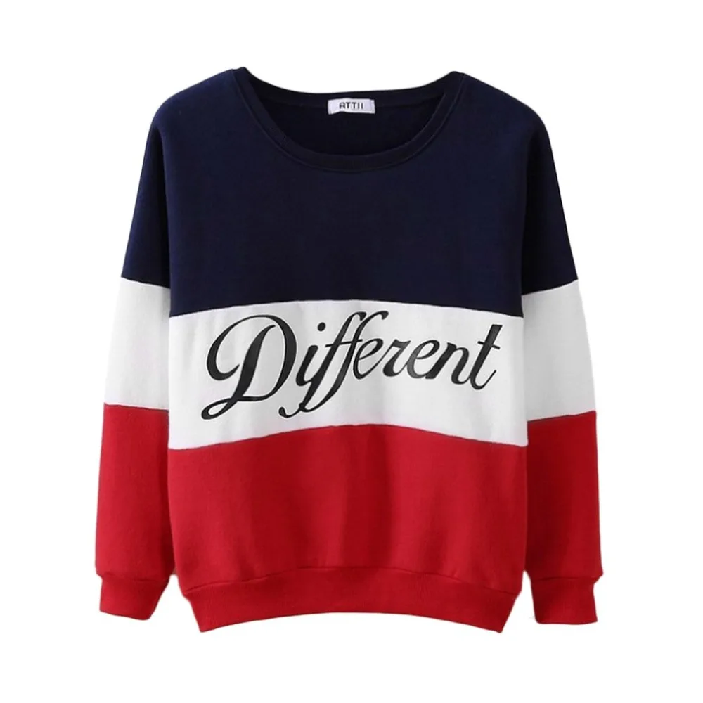 

Fashion Letter Different Printed Women Fleeve Hoodies Spring Long Sleeve Sweatshirt Patchwork O-neck Pullovers Sudaderas