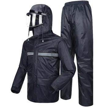 

Waterproof Scooter Raincoat Jacket Nylon Set Plastic Men Raincoat Waterproof Thick Black Impermeabile Pioggia Rain Coat JJ60YY