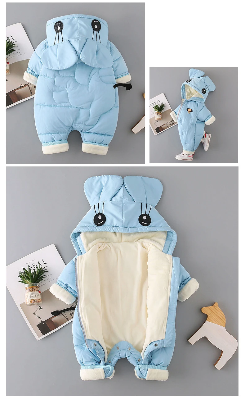 Dollplus/Коллекция года; детские комбинезоны для новорожденных; зимняя хлопковая одежда с капюшоном для маленьких мальчиков и девочек; теплый комбинезон для малышей; детские зимние комбинезоны