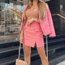 2 Pieces Short Skirts Set Women New Solid Color Fashion Long Sleeve Shirt Suit Office Lady Commute Wear Casual Suit