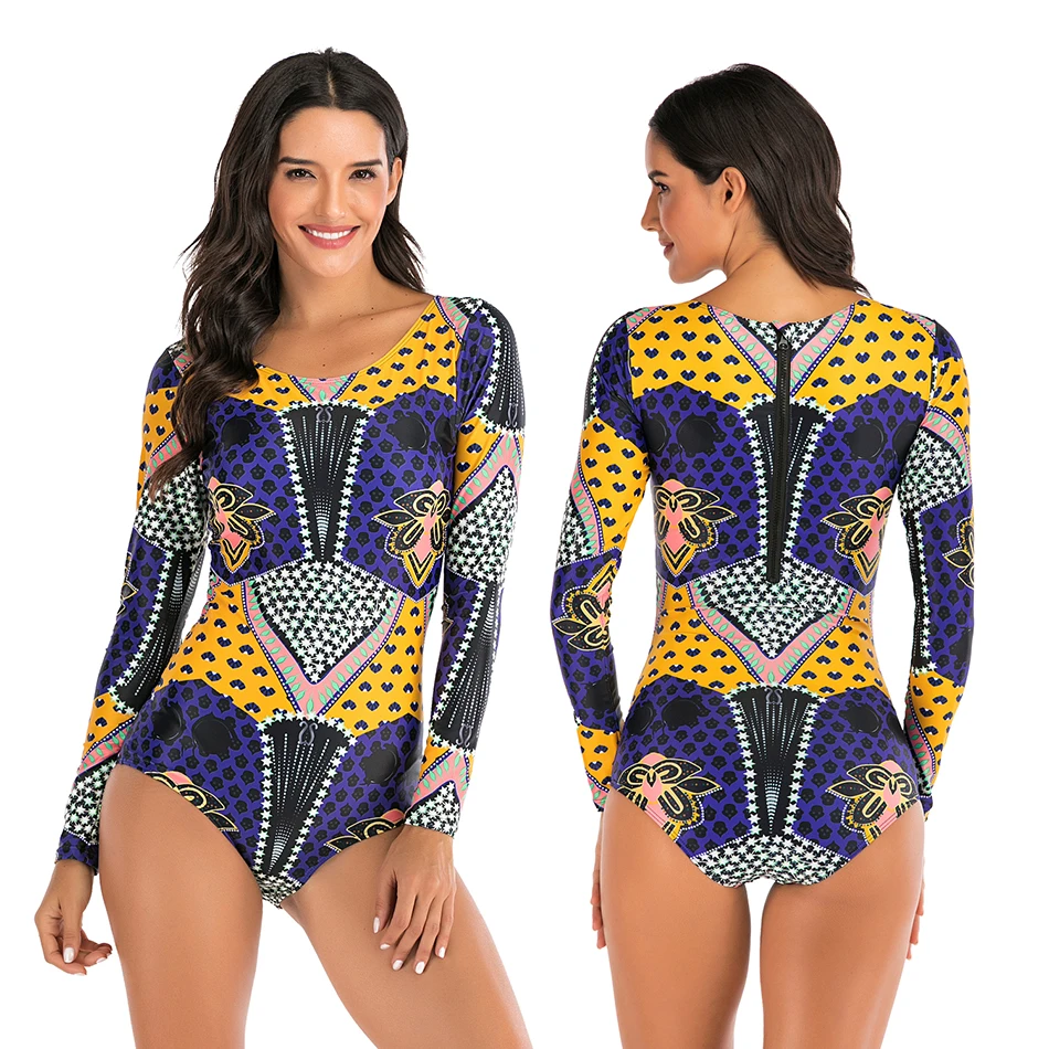 Zipper Long Sleeved Sport Swimsuit 19