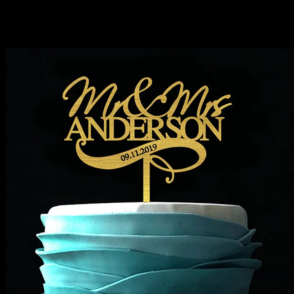 

Rustic Wedding Cake Topper Personalized mr & mrs Cake Topper Custom Name and Date wooden/acrylic cake topper