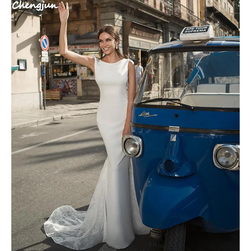 Chengjun French Sleeveless Vintage Women Mermaid Wedding Dress Bridal Gown