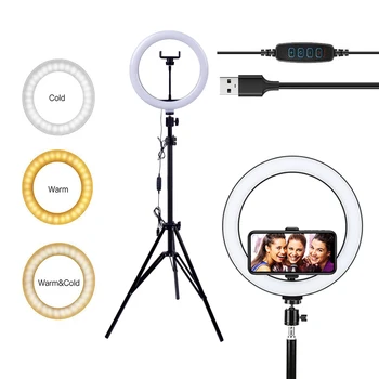 

10inch LED Ring Light With 160CM Tripod for Cell Phone USB Charge LED Ringlight Lamp for Video Photography Makeup Youtube