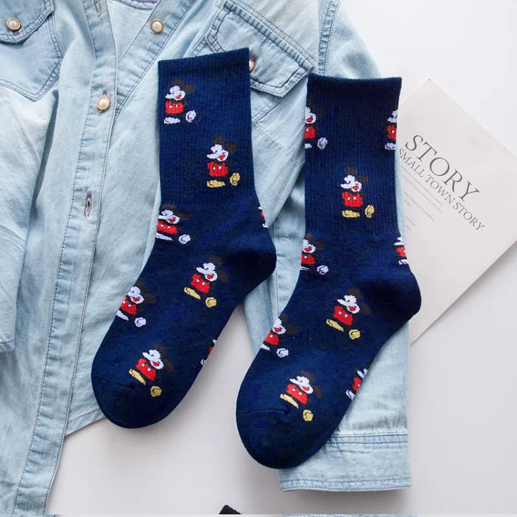 Mickey socks Смешные носки Харадзюку женские хлопковые носки женские милые носки женские хлопковые школьные студенческие женские носки для скейтборда - Цвет: Mickey socks