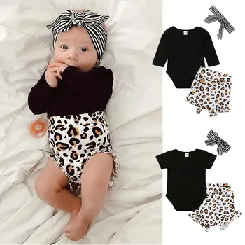 

Newborn Baby Girls Leopard Print Clothes Tops Romper Short Pants Summer Outfits roupa menina toddler clothes HOOLER