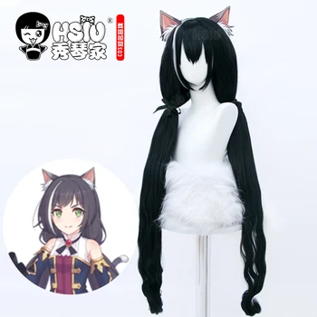 

HSIU Princess Connect Re Dive clothing Cosplay wig Kyaru cosplay Blue and black double ponytail long hair Fiber synthetic Hair