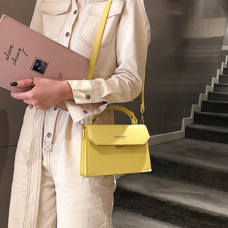 

Bag Women's 2019 Spring And Summer New Style Fashion File Holder Hong Kong Style Handbag Shoulder Lettered Square Sling Bag