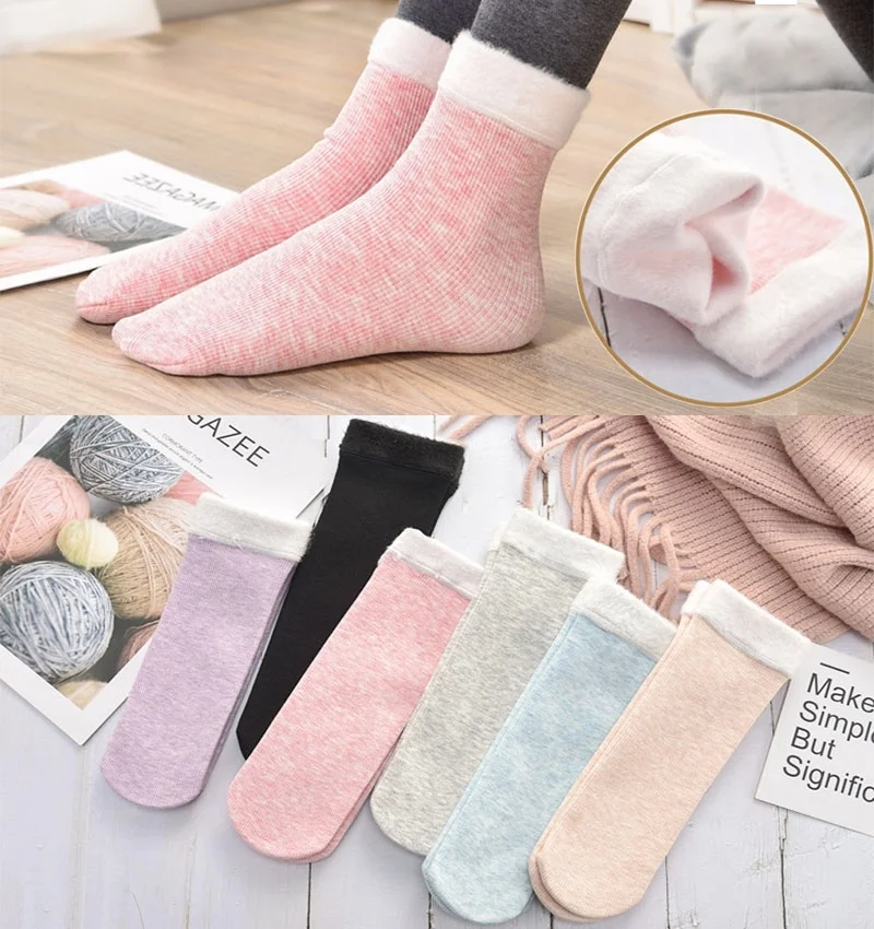 GUIME HOUSE/4 пар/лот, зимние теплые носки, женские хлопковые и бархатные толстые носки, мягкие носки, зимние сапоги для девочек, носки для сна
