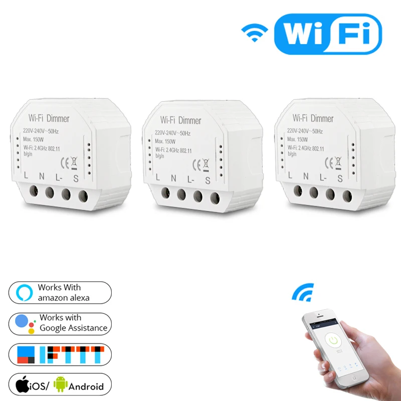 DIY умный WiFi светильник светодиодный диммер Smart Life/Tuya APP пульт дистанционного управления 1/2 переключатель, работает с Alexa Echo Google Home - Цвет: Синий