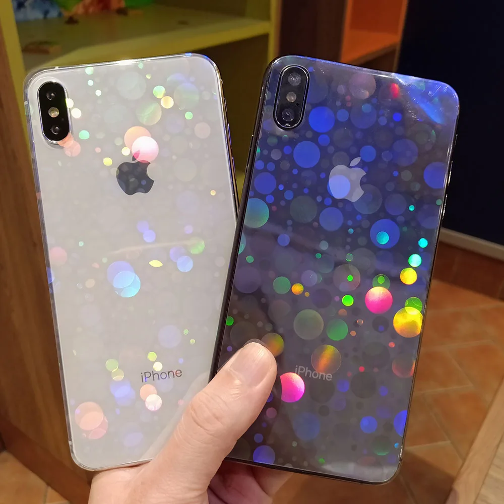 Новые лазерные в горошек прозрачные задние наклейки для телефона iPhone 11 6S 7 8 Plus XS Max