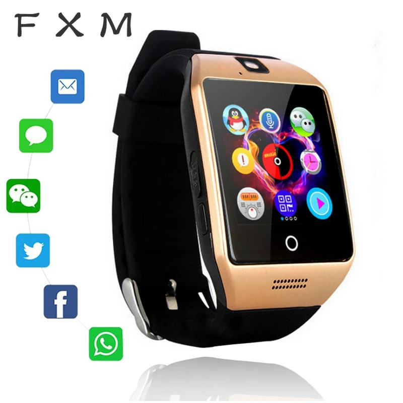 FXM фитнес часы мужские Bluetooth Смарт Uhr Q18 трекер сенсорный экран Поддержка APP