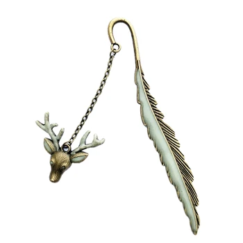 

Copper Deer Head Bookmark Label Read Maker Feather Bookmark Luminous Glow In The Dark Book Markers